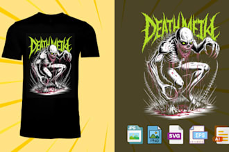 design brutal death metal horror and dark fantasy tshirt