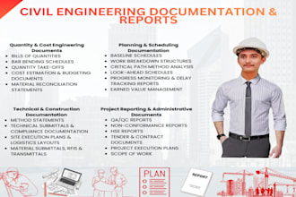 prepare civil engineering documentation and reports