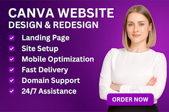 design modern canva website landing page canva website mockup email for business