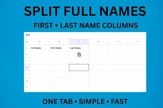 split full names into first and last name columns in excel or CSV