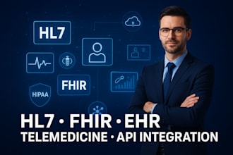 do hl7 fhir integration, ehr emr development, hipaa telemedicine and apis