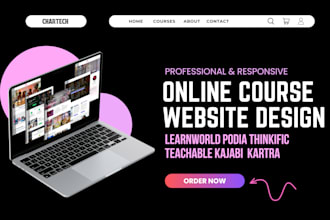design thinkific website learnworld website upload your course content marketing