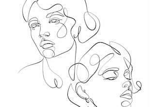do minimalist custom vector art feminine illustration hand drawn line art logo