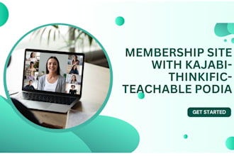build gated membership site, online course with kajabi thinkific teachable podia