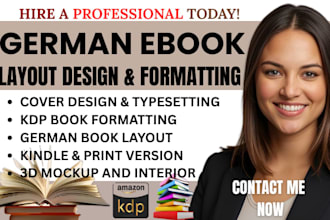 do german book formatting, design and interior layout kdp book publishing