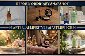 create  cosmetic lifestyle photos with ai marketing