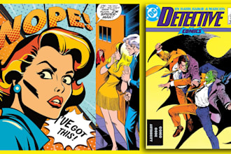 draw retro comic art, pulp art, retro vintage comic illustration, manga horror