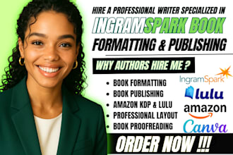 book formatting, paperback formatting for ingramspark, amazon kindle, lulu, kdp