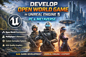 develop open world game in unreal engine 5 for PC and metaverse