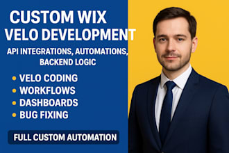 develop custom wix velo code, API integrations, and n8n automation workflows