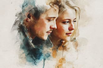 drawing a amazing watercolor couple portrait