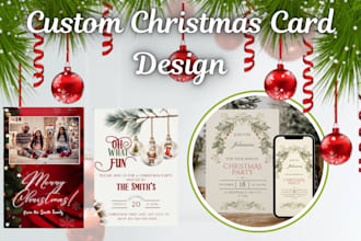 design custom christmas card, holiday or invitation card