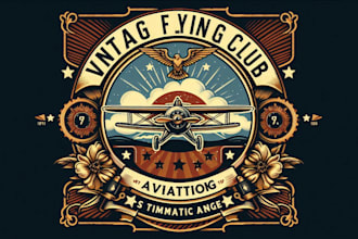 design vintage flying club aviation logo for twitch and youtube gaming clan