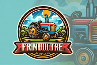 create vintage agriculture tractor mascot logo design for business and sports