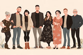 draw a realistic family or group portrait from a photo