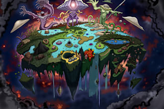 do hand drawn map illustration fantasy city map maker 3d isometric map design