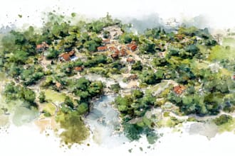 etch watercolors custom illustrated maps in procreate