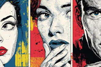 make illustration in distressed retro and pop art style
