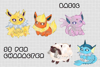do cute basic pet or animal art for sticker or icon