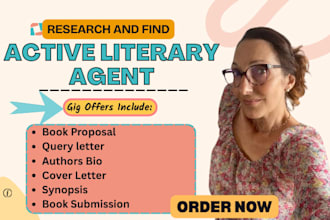 write your query letter, synopsis, bio, book proposal and find active agents