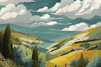make amazing landscape and character illustration for you