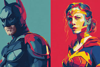 illustrate a superhero pop art portraits