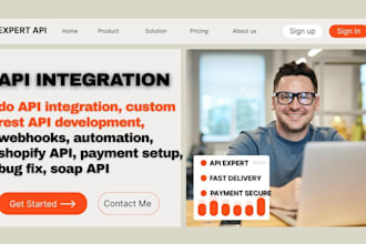 do API integration, custom rest API development, webhooks, automation and stripe