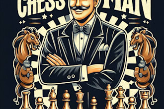 design high quality chess mascot logo with t shirt design