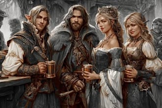 draw dnd party character art for your adventuring group