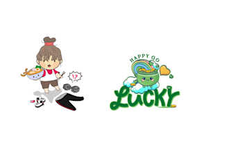 cute chibi art, kawaii logo or sticker patch design