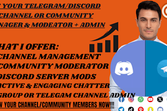 be your telegram crypto nft community manager discord moderator and admin