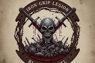 design a bloody battlefield metal band logo
