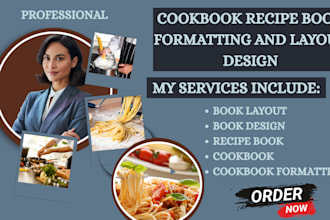 do recipes book, cookbook formatting and layout design for amazon kdp publishing