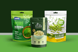 do product packaging design, product label design, box, bottle, and pouch design
