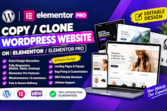 convert ai to wordpress copy clone or redesign website on elementor