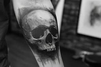 make a realistic black and white tattoo design for you