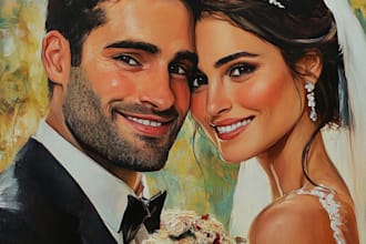 draw cute couple, wedding, family, group portrait