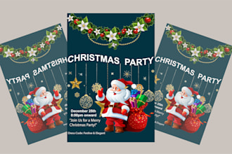 design christmas flyer, event flyer design, poster, post