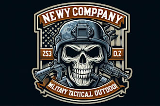 do military tactical outdoor badge patch skull mascot logo design