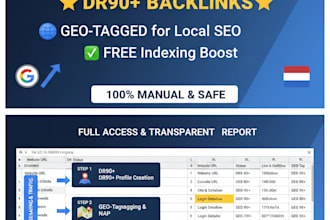 manually build dr90 plus authority profile backlinks with GEO tagging