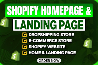 do shopify homepage, landing page, product page design shopify store