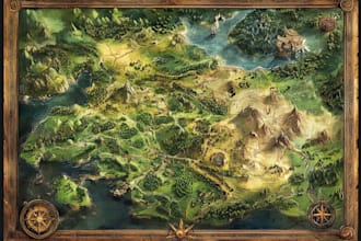 hand draw a fantasy map with digital watercolours