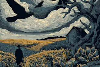 create stunning linocut or woodcut style illustrations