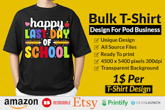 create trendy bulk t shirt designs for pod and ecommerce