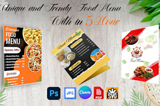 design a unique and trendy food menu within 5 hour