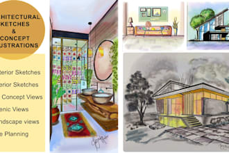 do presentation ready hand drawn architectural or scenic artwork
