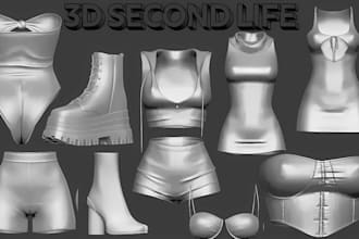 do realistic 3d clothing mesh for second life design cgi garment with textures