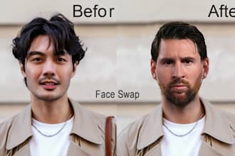 do face swap, manipulation, photo editing, background removal, color change