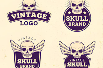 create skull mascot logo design with unlimited review