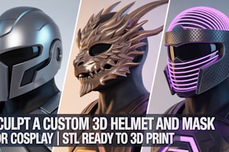 sculpt a custom 3d helmet and mask for cosplay stl ready to 3d print design